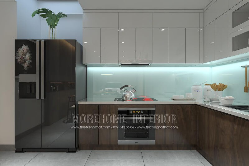 Tủ bếp chung cư gỗ An Cường là một trong những mẫu tủ bếp đẹp rất được các khách hàng quan tâm bởi mang tính thẩm mĩ cao với sự đa dạng vân gỗ: vân gỗ chéo, đảo vân...tạo nét sang trọng, hiện đại cho không gian phòng bếp Thiết kế và sản xuất tủ bếp đẹp