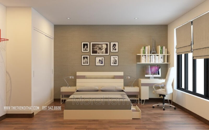 Giường ngủ chung cư gỗ công nghiệp