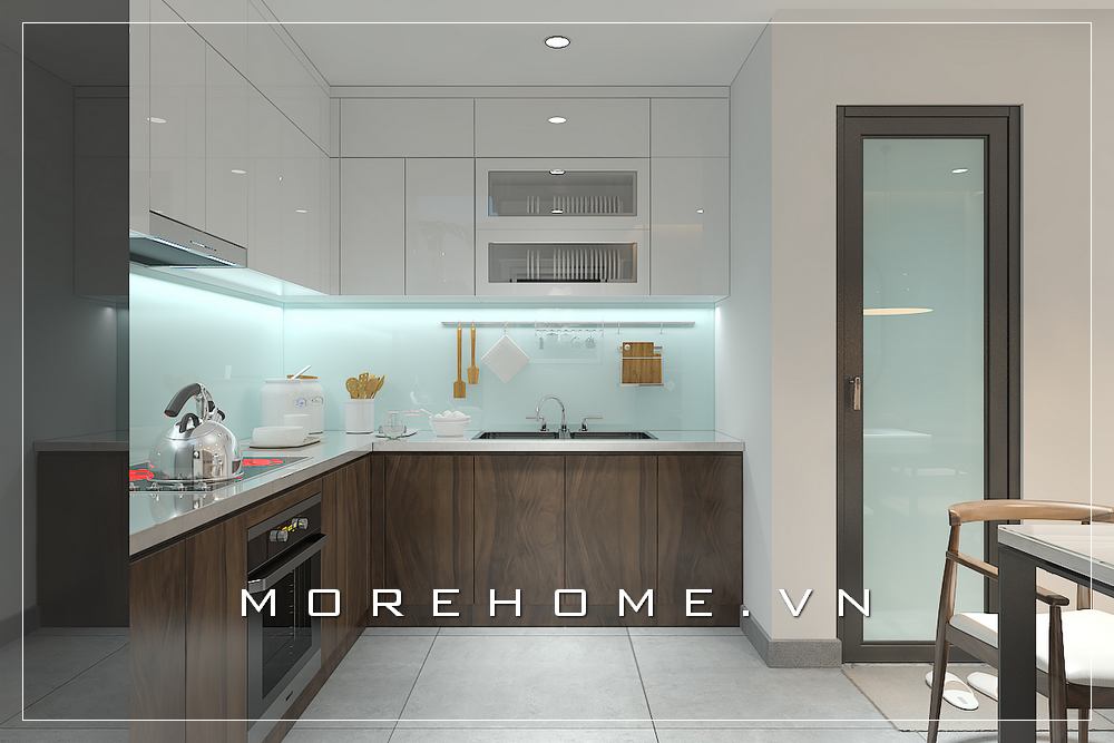 Mẫu tủ bếp chữ L màu trắng hiện đại cho phòng bếp đẹp Tủ bếp hiện đại đẹp