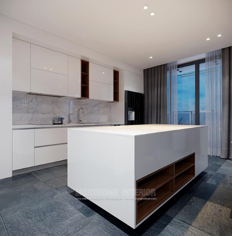 Ấn tượng và lạ mắt với mẫu thiết kế nội thất phòng bếp chung cư hiện đại Mẫu nội thất chung cư hiện đại
