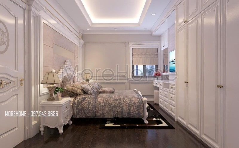 Mẫu giường ngủ đẹp đươc thiết kế theo phong cách tân cổ điển trau chuốt tới từng góc cạnh