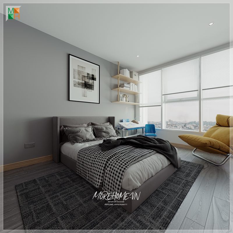 Giường ngủ màu xám êm ái mang đến 1 giấc ngủ ngon và sâu cho không gian sống của mọi gia đình Việt.