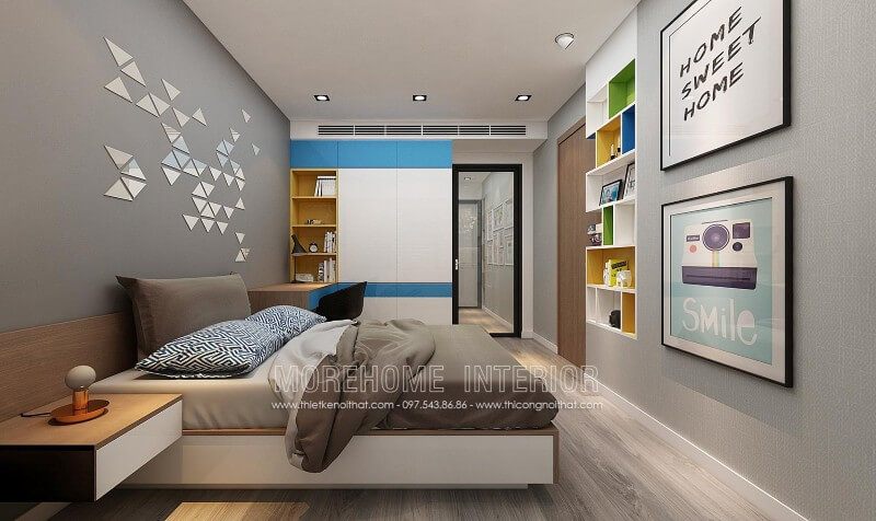 Thiết kế giường ngủ hiện đại theo dạng hình hộp với mặt giường ngủ thấp mang lại sự chắc chắn cũng như cảm giác thư thái, thoải mái khi nằm,