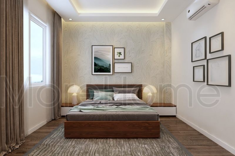 Mẫu giường ngủ gỗ sồi Nga tự nhiên liền táp hiện đại cho nhà phố đẹp